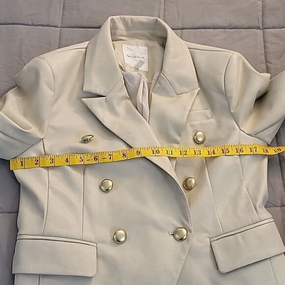 AVEC LES FILLES X BAGATELLE.NYCGOLD BUTTON FAUX LEATHER BLAZER - Picture 9 of 12